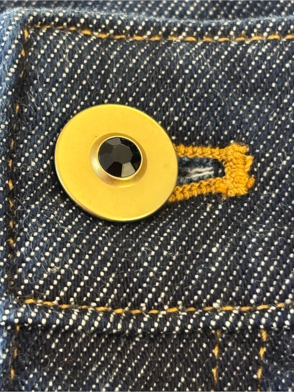 Talbots Flare Jeans Dark Indigo Denim Slit Pockets Gold Button 8P - Picture 8 of 11